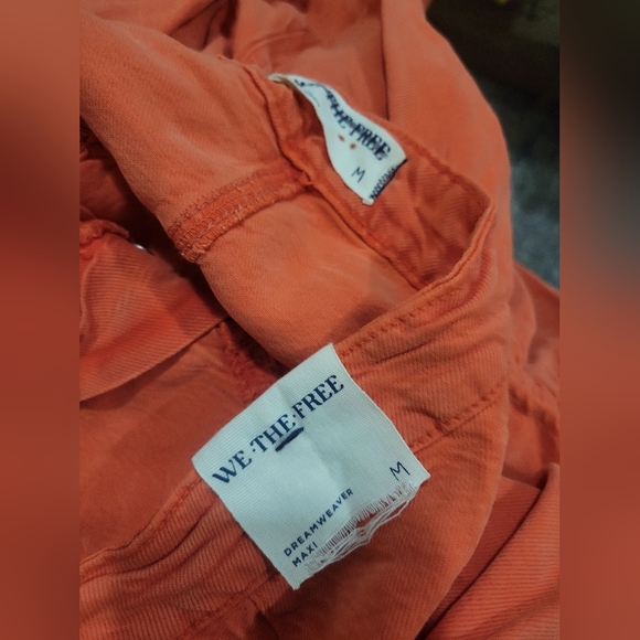 Free People We The Free Denim Dreamweaver Tiered Maxi Skirt Fire Orange - Picture 7 of 7